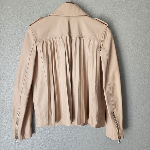 RED VALENTINO Pleated Leather Biker Jacket  Size 40 = US 4 Small - Picture 7 of 11